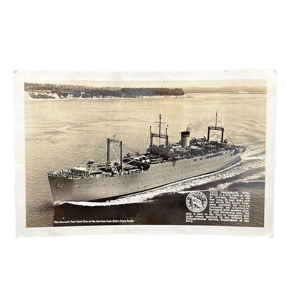 WWII USNS Navy Ship Frederick Funston Vintage Postcard Real Photo WW2 Unused - Picture 1 of 6